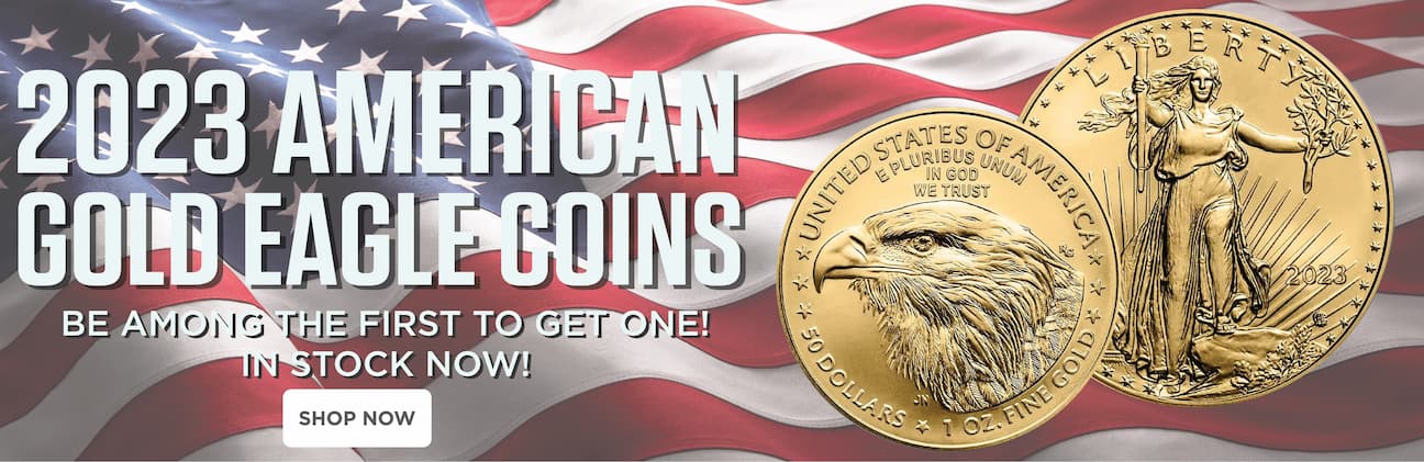 A 2023 golden eagle head and obverse.Retrieve the latest release of the iconic coins.
