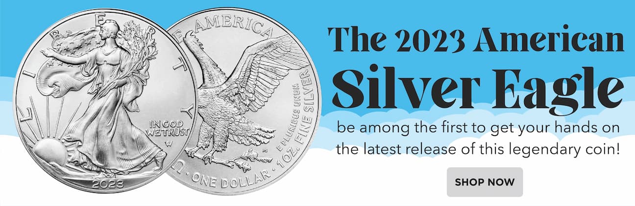 A 2023 Silver American Eagle Coin. Be among the first to get your hands on the new release of this legendary coin.