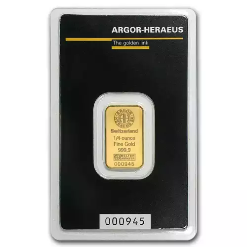 1/4 oz Argor Heraeus Gold Bar (New in Assay)