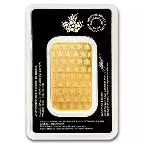 1 oz (RCM) Royal Canadian Mint Gold Bar (New w/ Assay) (2)