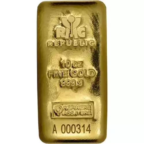 10oz Republic Metals Corp  Cast Gold Bar