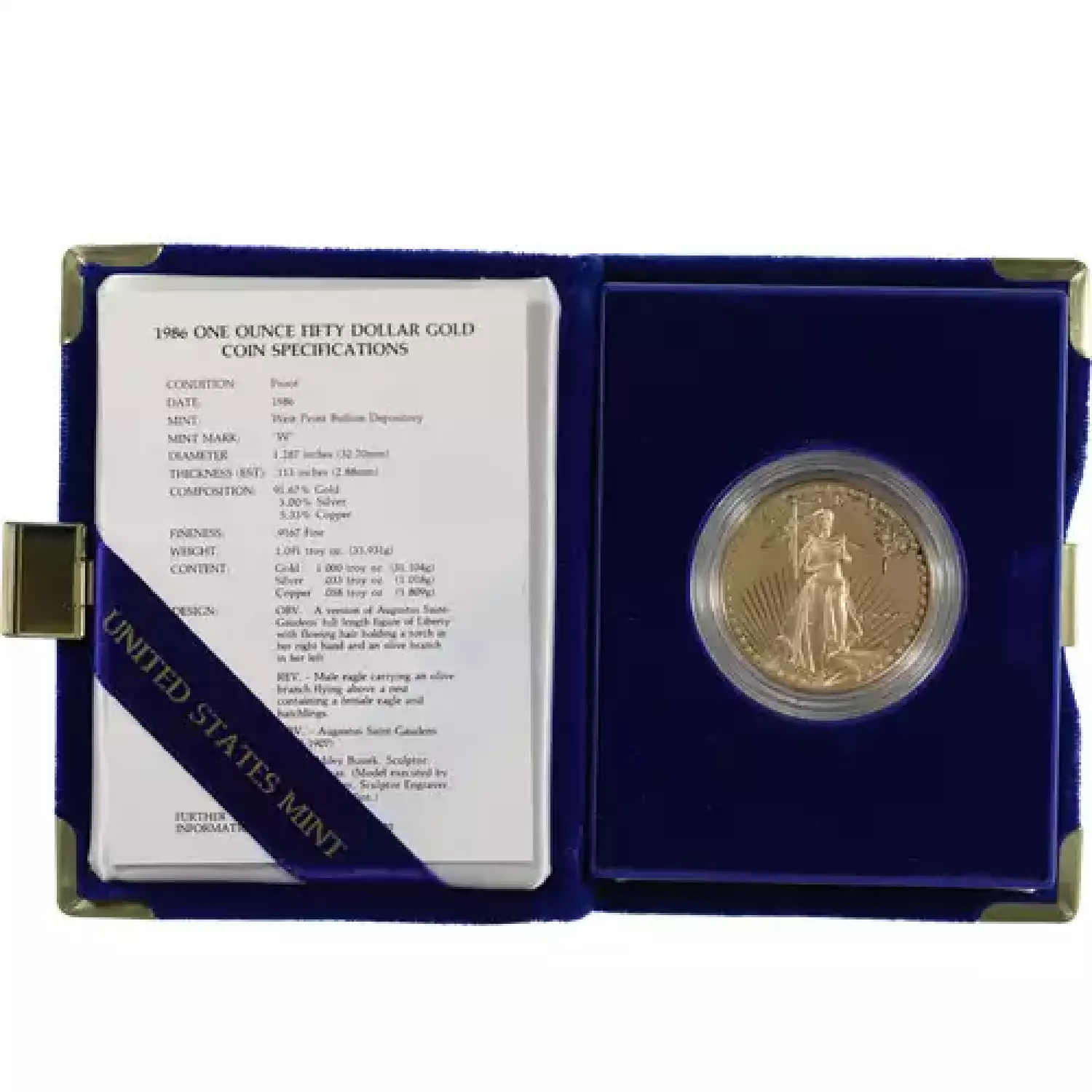 1986-W 1 oz Proof American Gold Eagle Coin (Box + CoA) (3)