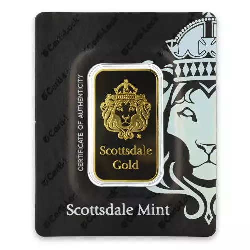 1oz Scottsdale Mint Gold Lion Bar .9999 Purity w/cert