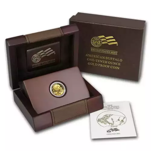 2008-W 1/10 oz Proof Gold Buffalo with Inner Box.  No Outer Box or COA (3)