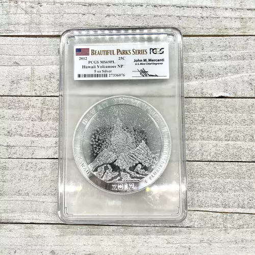 2012 5 oz ATB Hawaii Volcanoes Silver Coin PCGS MS69 PL