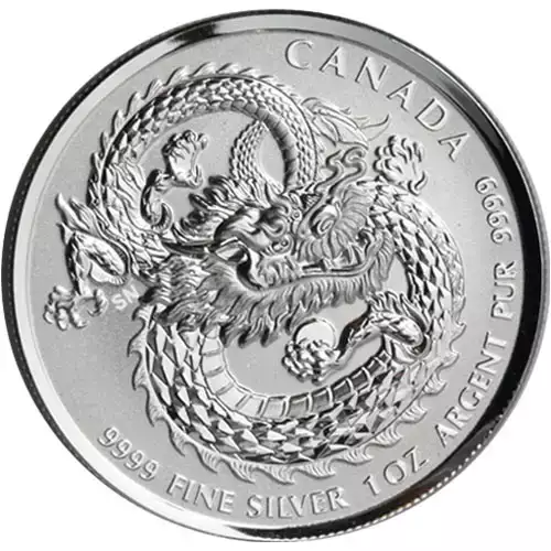 2019 1 oz Canadian Lucky Dragon High Relief Silver Coin
