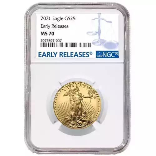 2021 1/2 oz American Gold Eagle Coin MS70 (Type 1) PCGS or NGC (1)