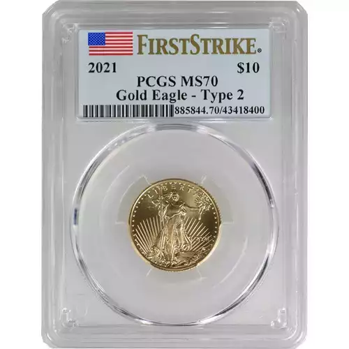 2021 1/4 oz American Gold Eagle Coin PCGS or NGC Slabbed MS70  (Type 2) (3)