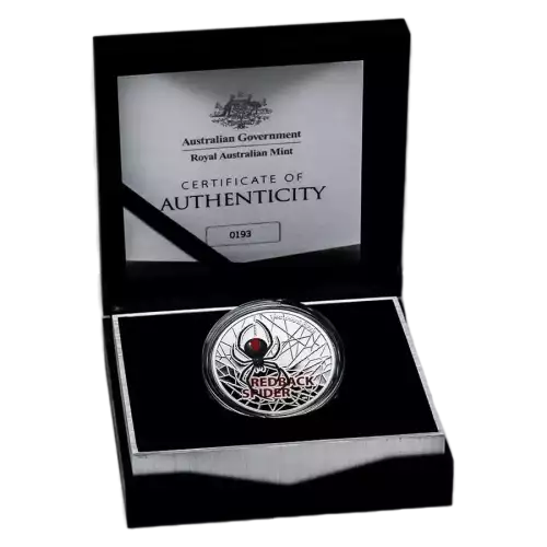2021 1 oz Silver Royal Australian Mint : REDBACK SPIDER Colored Proof Coin (2)