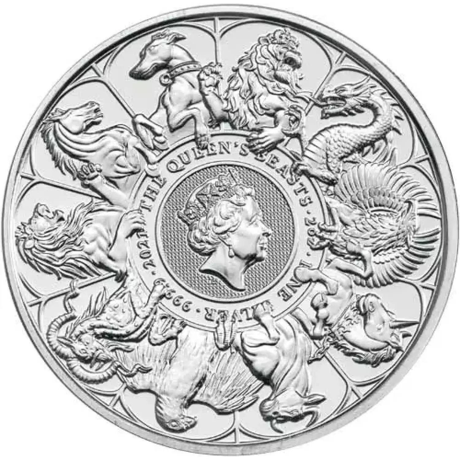 2021 2 oz British Silver Queen’s Beast Collection Coin (BU)