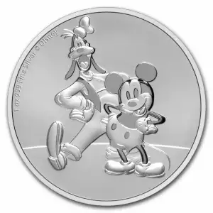 2021 Niue 1 oz Silver $2 Disney Mickey & Goofy BU
