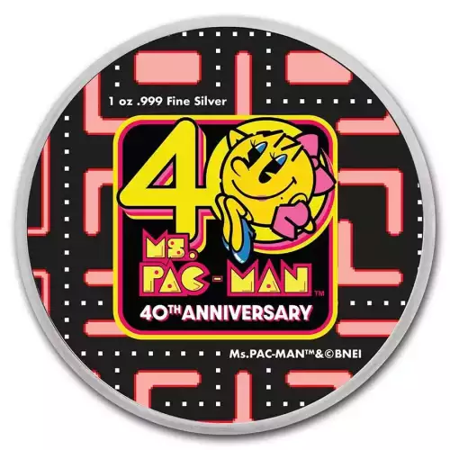2021 Niue Colorized 1 oz Ag $2 Ms.PAC-MAN™ 40th Anniversary BU (3)