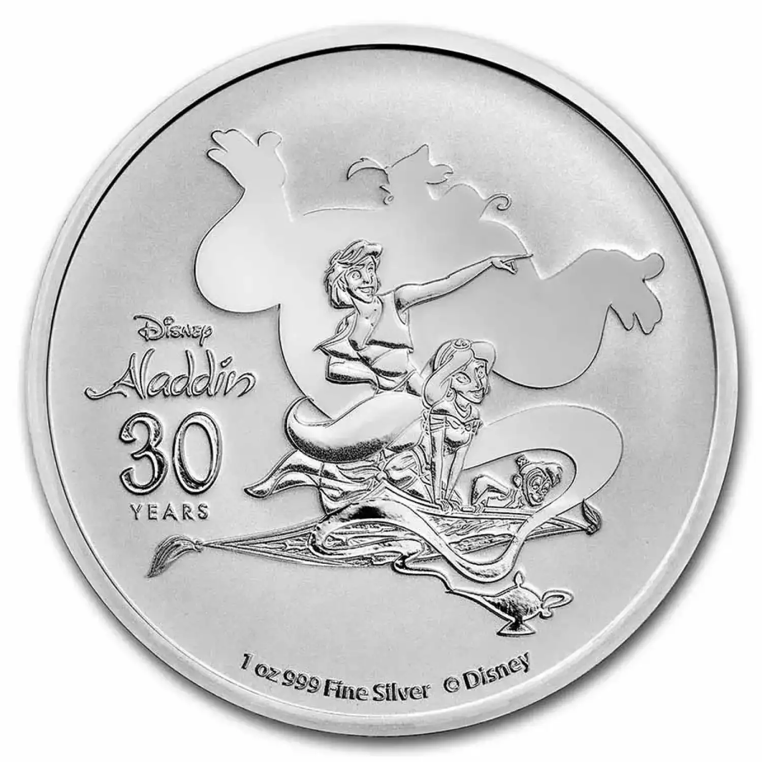 2022 Niue 1 oz Silver $2 Disney's Aladdin 30th Anniversary