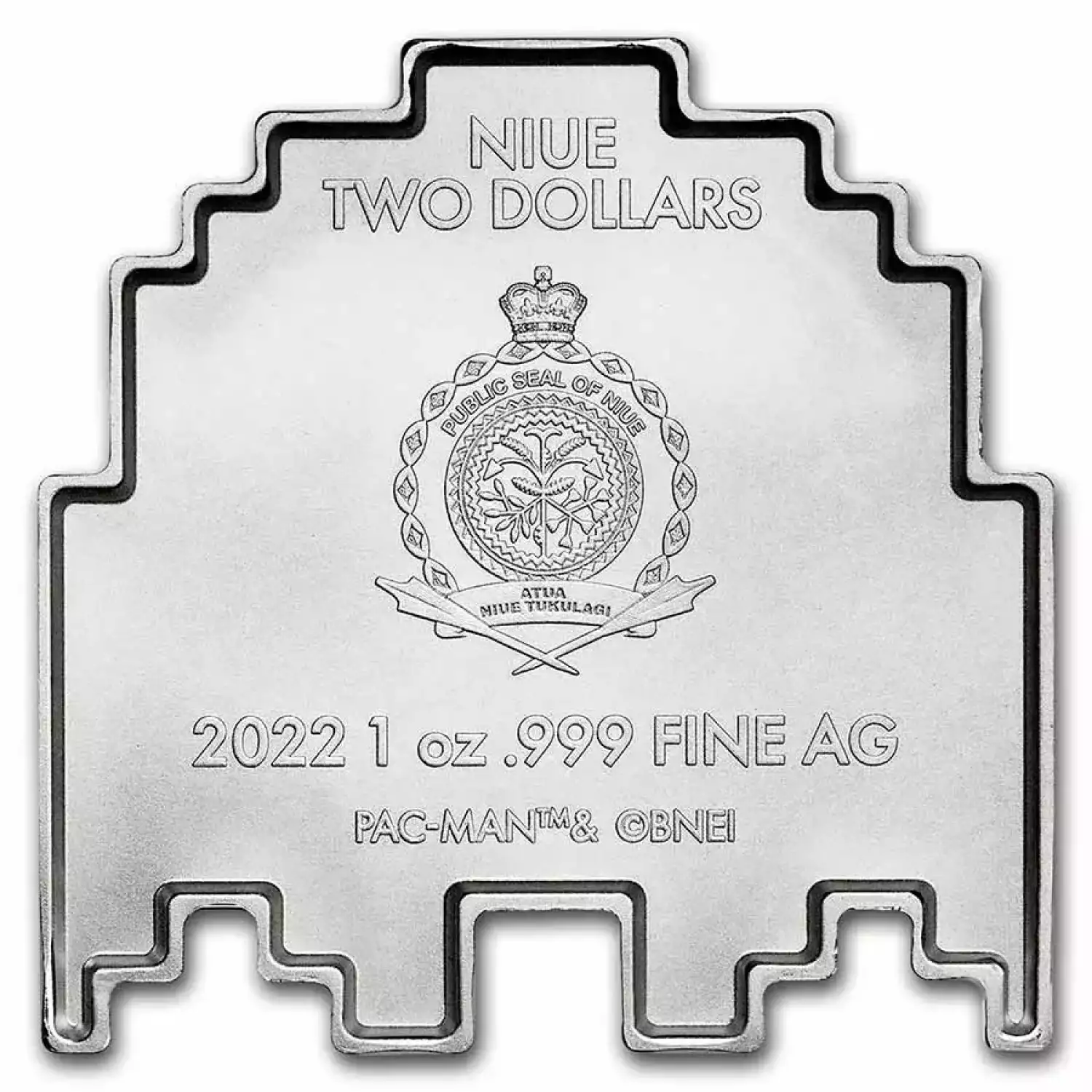 2022 Niue 1 oz Silver $2 PAC-MAN™ GHOST Shaped Stackable Coin (2)
