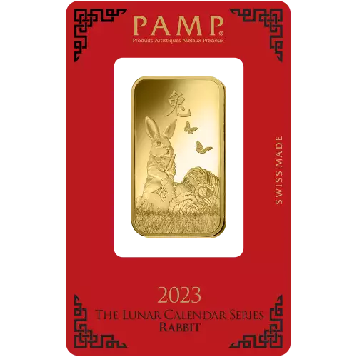 2023 1 oz PAMP Lunar Year Of Rabbit Gold Bar (2)