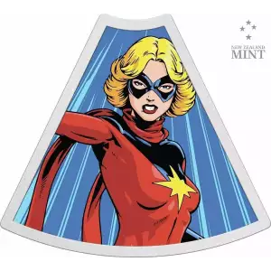 2023 Niue Marvel Avengers 60th Ann. Captain Marvel 1oz Silver Colorized Proof Coin