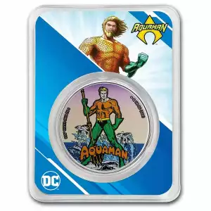 2023 Samoa 1 oz Silver DC Comics Aquaman Colorized with TEP (5)