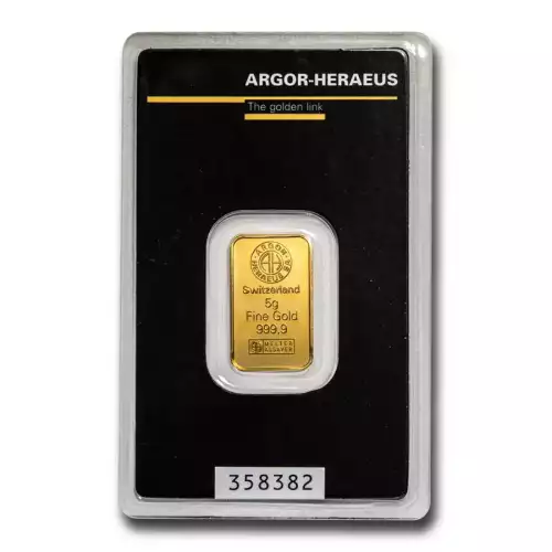 5 gram Gold Bar - Argor-Heraeus (In Assay)