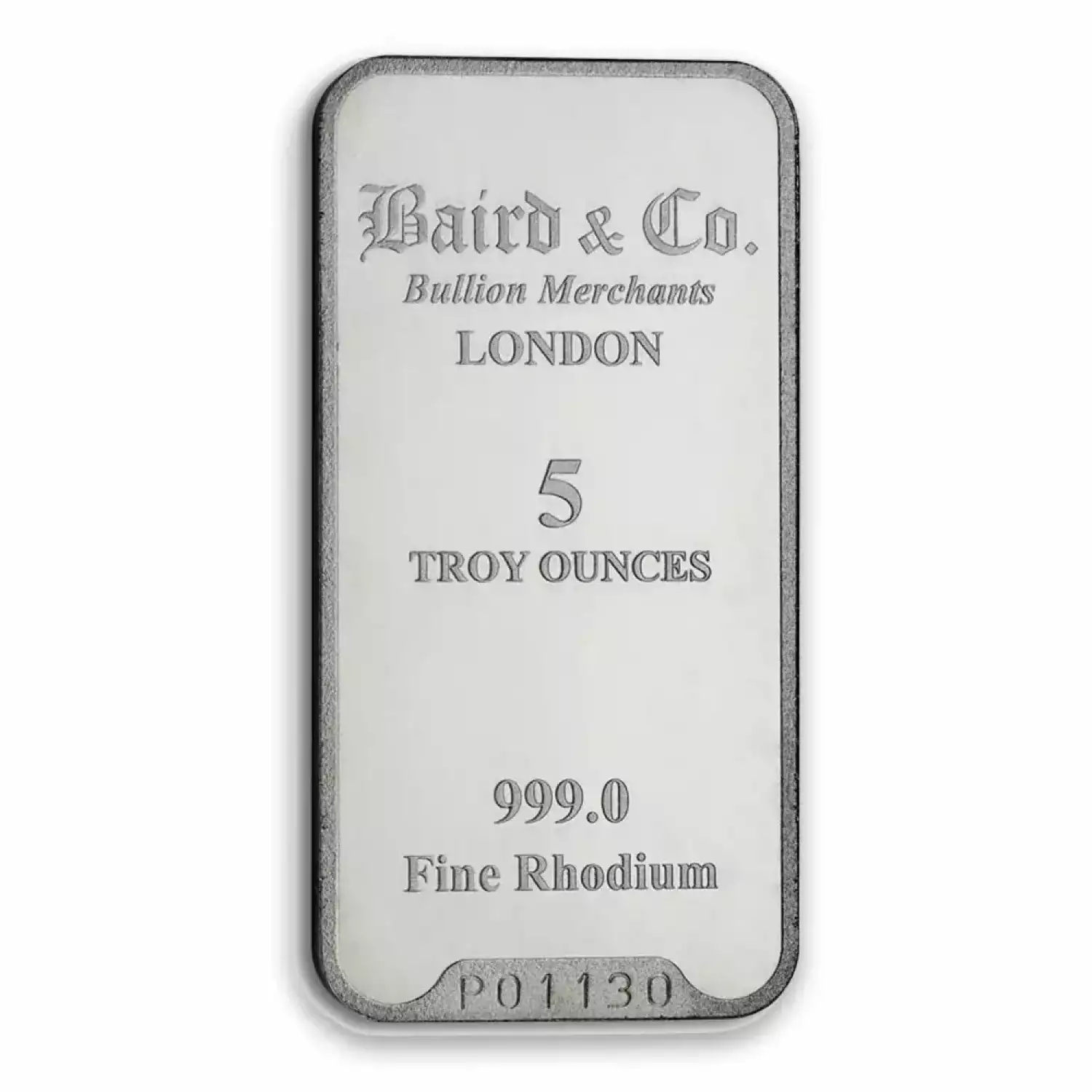 5oz Baird & Co Rhodium Minted Bar - Stout Gold and Silver