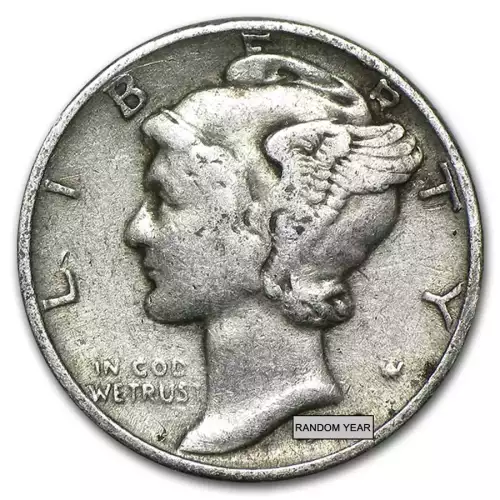 90% Silver Mercury Dime 50-Coin Roll Avg Circ (2)