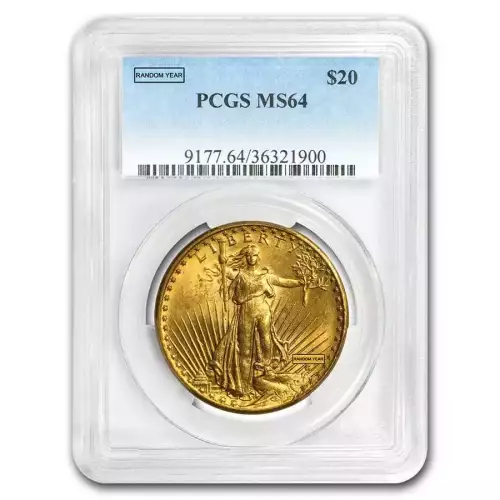 Any Year $20 Saint-Gaudens Gold Double Eagle MS-64 PCGS