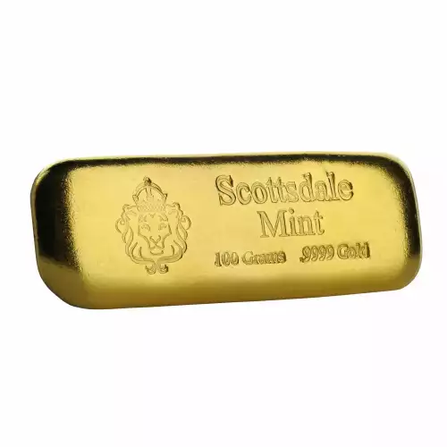 Scottsdale Mint 100gram Gold Lion Cast Bar (1)
