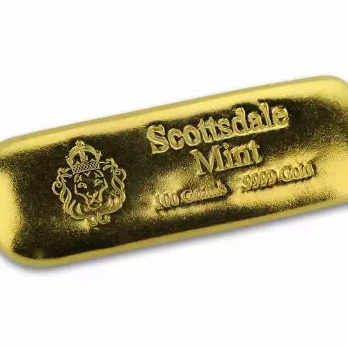 Scottsdale Mint 100gram Gold Lion Cast Bar (4)