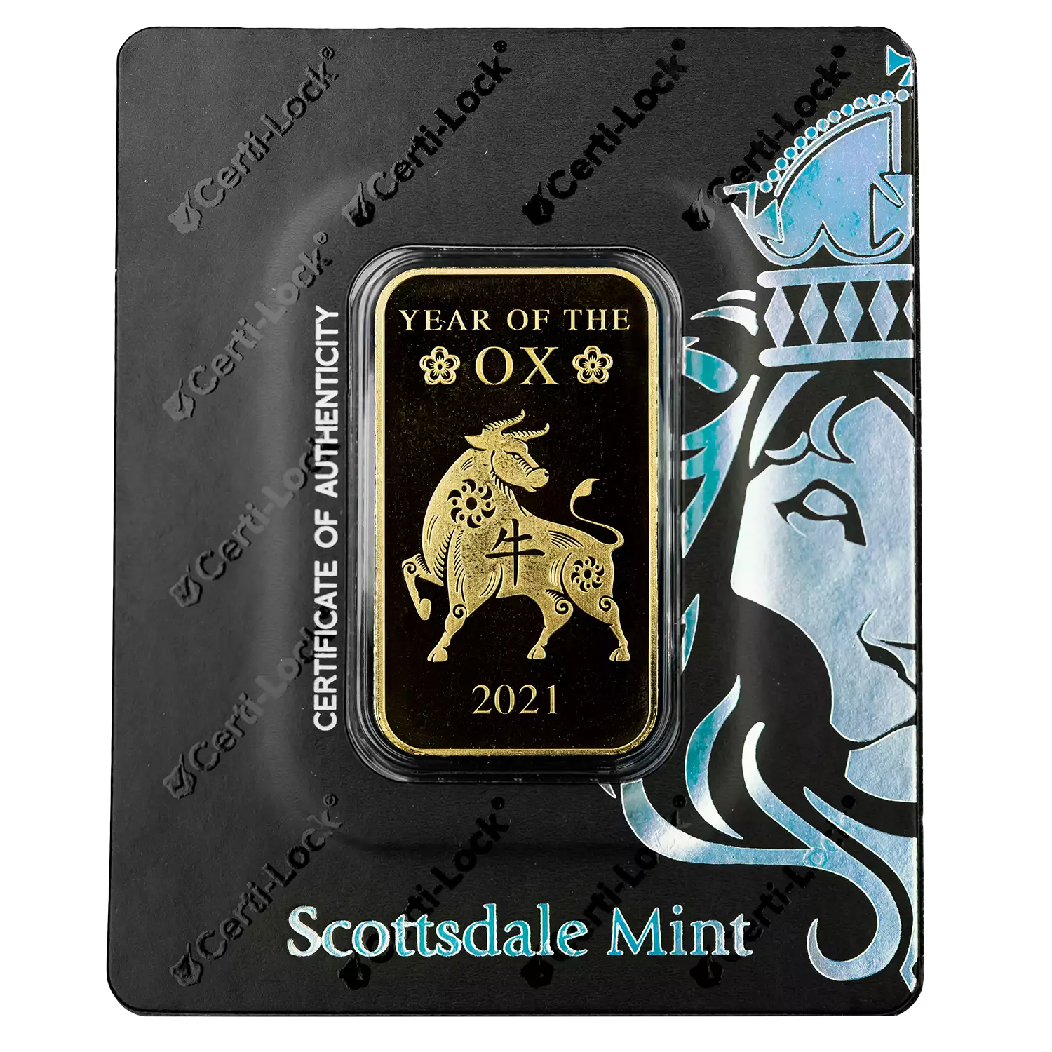 Scottsdale Mint 1oz Gold Year of the Ox Bar in CertiLock (2)